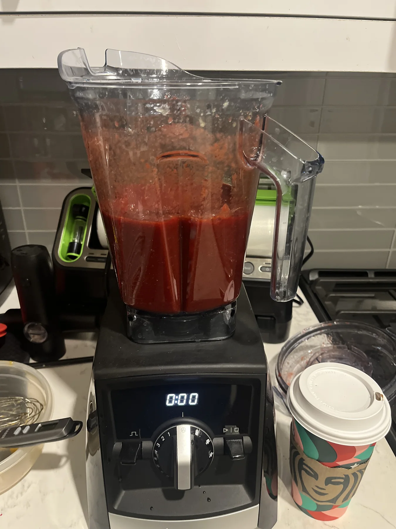 Vitamix A2500 blender used for blending homemade hot sauce