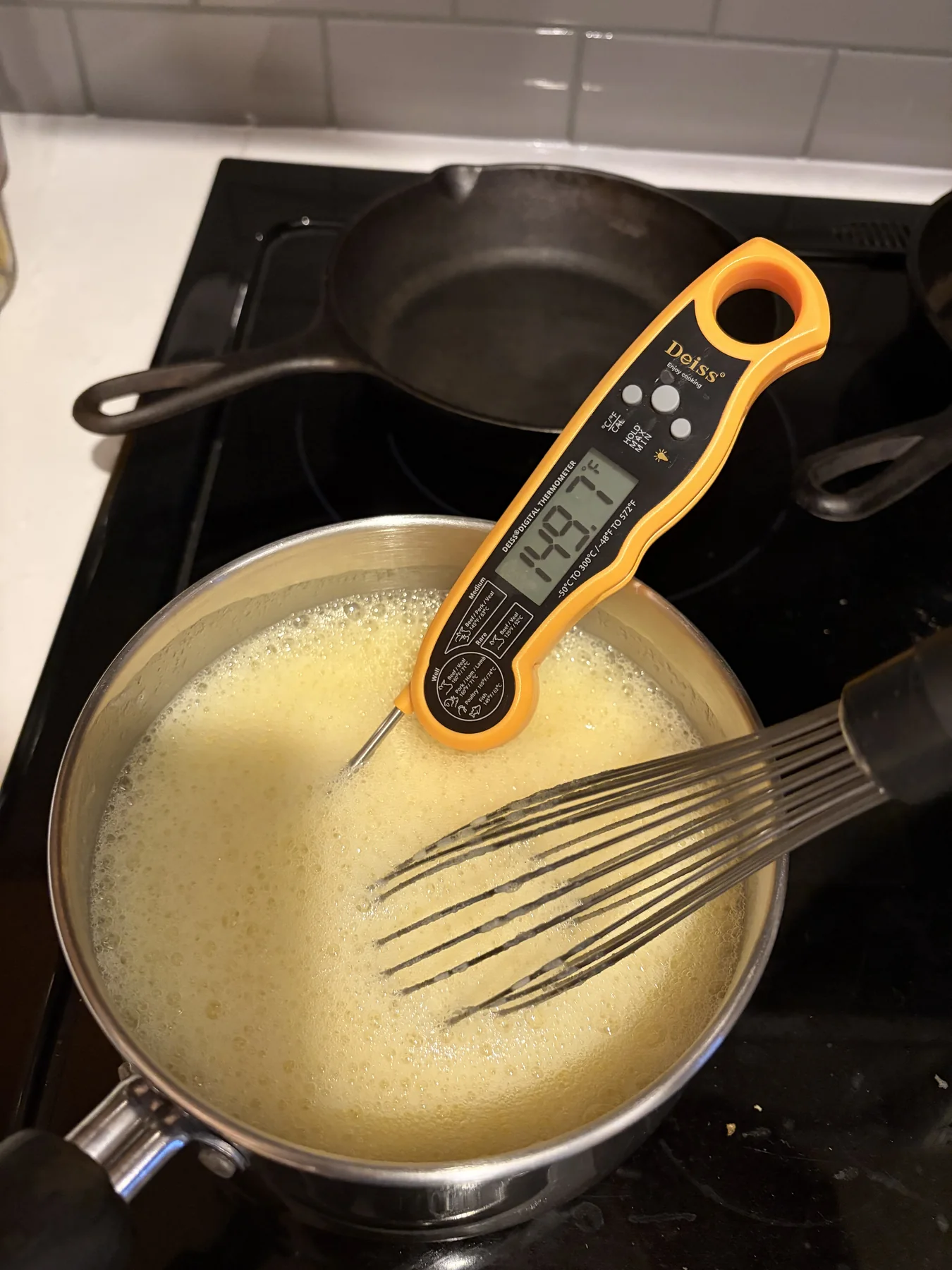 Digital thermometer used while making hot sauce
